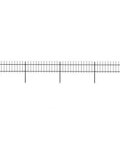 vidaXL Garden Fence with Spear Top Steel 6.8×0.6 m Black