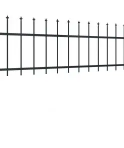 vidaXL Garden Fence with Spear Top Steel 6.8×0.6 m Black