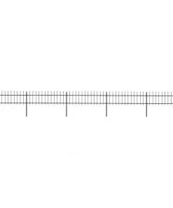 vidaXL Garden Fence with Spear Top Steel 8.5×0.6 m Black