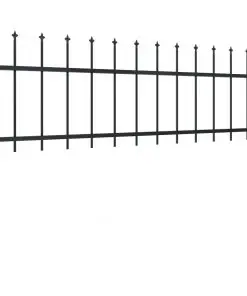 vidaXL Garden Fence with Spear Top Steel 8.5×0.6 m Black