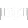 vidaXL Garden Fence with Spear Top Steel 3.4×1 m Black