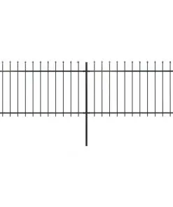 vidaXL Garden Fence with Spear Top Steel 3.4×1 m Black