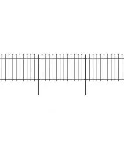 vidaXL Garden Fence with Spear Top Steel 5.1×1 m Black