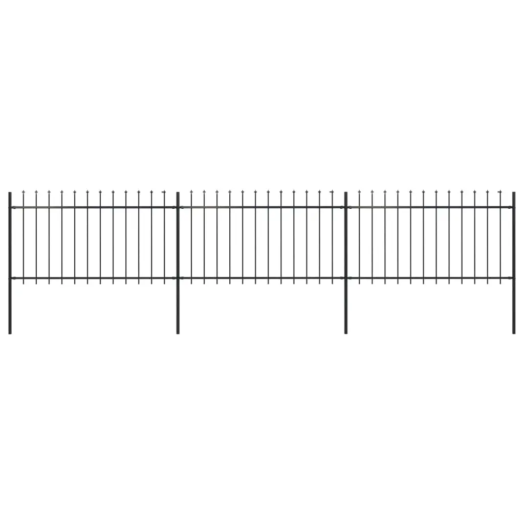vidaXL Garden Fence with Spear Top Steel 5.1×1 m Black