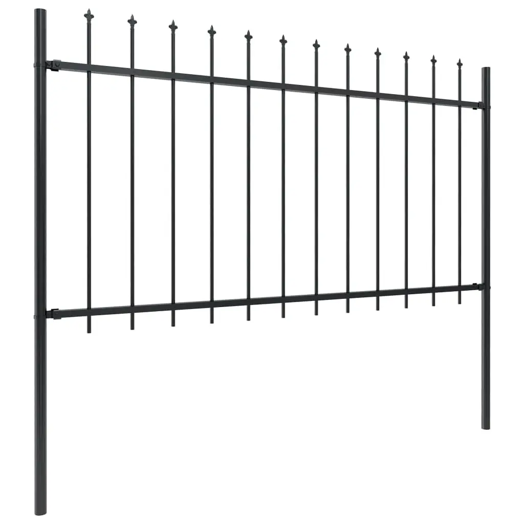 vidaXL Garden Fence with Spear Top Steel 5.1×1 m Black