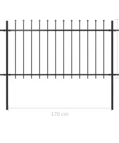 vidaXL Garden Fence with Spear Top Steel 5.1×1 m Black