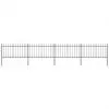 vidaXL Garden Fence with Spear Top Steel 6.8×1 m Black