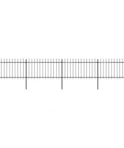 vidaXL Garden Fence with Spear Top Steel 6.8×1 m Black