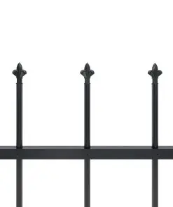 vidaXL Garden Fence with Spear Top Steel 6.8×1 m Black