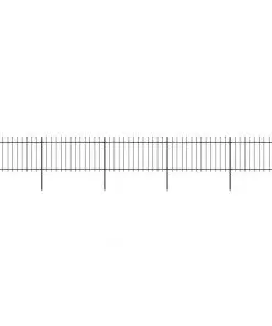 vidaXL Garden Fence with Spear Top Steel 8.5×1 m Black