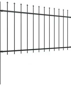 vidaXL Garden Fence with Spear Top Steel 8.5×1 m Black