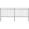 vidaXL Garden Fence with Spear Top Steel 3.4×1.2 m Black