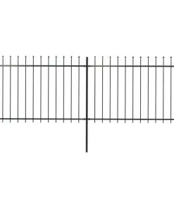 vidaXL Garden Fence with Spear Top Steel 3.4×1.2 m Black