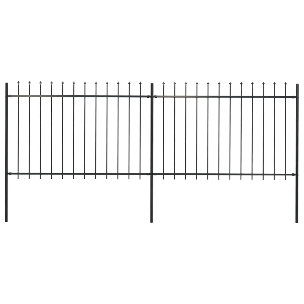 vidaXL Garden Fence with Spear Top Steel 3.4×1.2 m Black