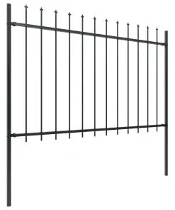 vidaXL Garden Fence with Spear Top Steel 3.4×1.2 m Black