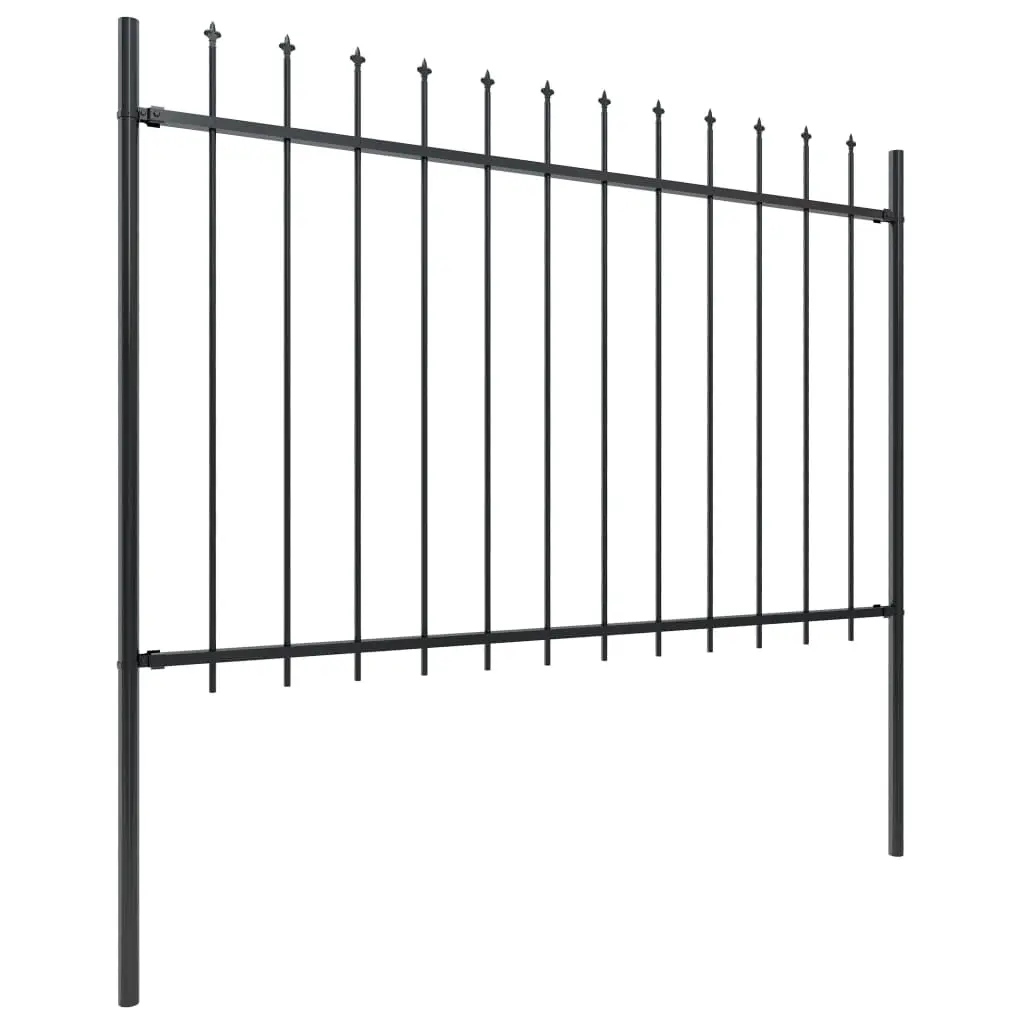 vidaXL Garden Fence with Spear Top Steel 3.4×1.2 m Black