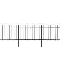 vidaXL Garden Fence with Spear Top Steel 5.1×1.2 m Black