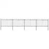 vidaXL Garden Fence with Spear Top Steel 6.8×1.2 m Black