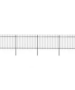 vidaXL Garden Fence with Spear Top Steel 6.8×1.2 m Black