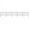 vidaXL Garden Fence with Spear Top Steel 8.5×1.2 m Black