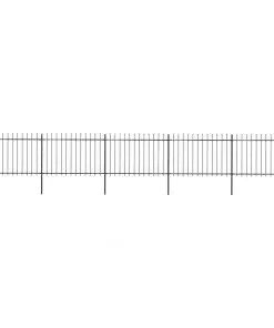 vidaXL Garden Fence with Spear Top Steel 8.5×1.2 m Black