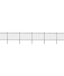 vidaXL Garden Fence with Spear Top Steel 10.2×1.2 m Black