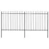 vidaXL Garden Fence with Spear Top Steel 3.4×1.5 m Black