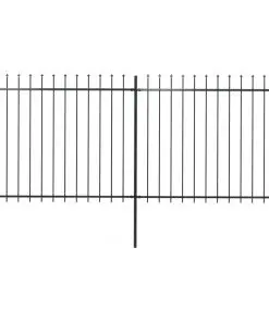 vidaXL Garden Fence with Spear Top Steel 3.4×1.5 m Black