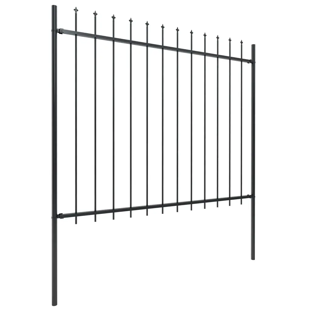 vidaXL Garden Fence with Spear Top Steel 3.4×1.5 m Black