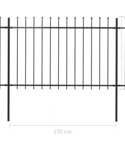vidaXL Garden Fence with Spear Top Steel 5.1×1.5 m Black