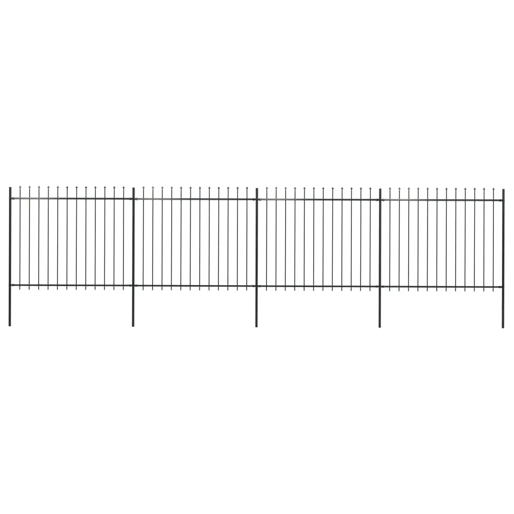 vidaXL Garden Fence with Spear Top Steel 6.8×1.5 m Black