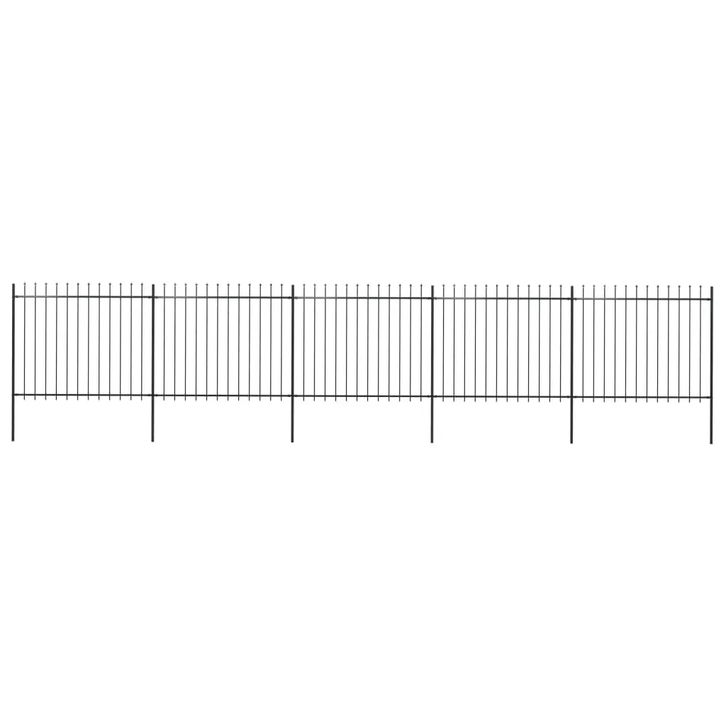 vidaXL Garden Fence with Spear Top Steel 8.5×1.5 m Black