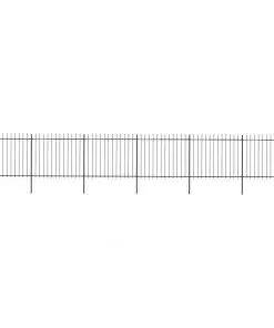 vidaXL Garden Fence with Spear Top Steel 10.2×1.5 m Black