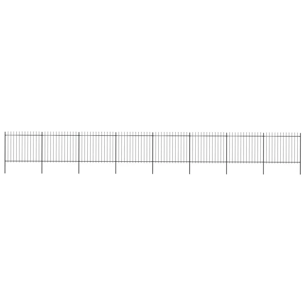 vidaXL Garden Fence with Spear Top Steel 13.6×1.5 m Black