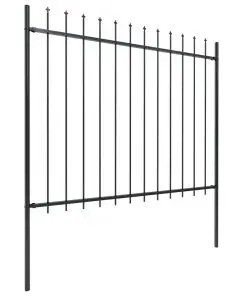 vidaXL Garden Fence with Spear Top Steel 13.6×1.5 m Black
