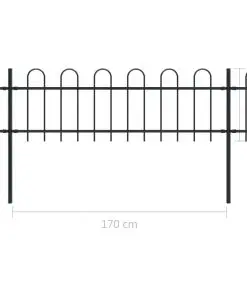 vidaXL Garden Fence with Hoop Top Steel 3.4×0.6 m Black