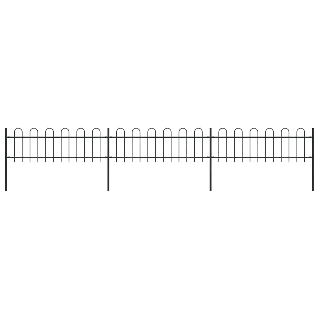 vidaXL Garden Fence with Hoop Top Steel 5.1×0.6 m Black