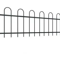 vidaXL Garden Fence with Hoop Top Steel 5.1×0.6 m Black