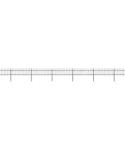 vidaXL Garden Fence with Hoop Top Steel 11.9×0.6 m Black