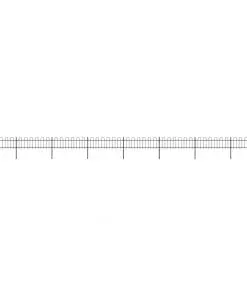 vidaXL Garden Fence with Hoop Top Steel 13.6×0.6 m Black