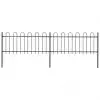 vidaXL Garden Fence with Hoop Top Steel 3.4×0.8 m Black