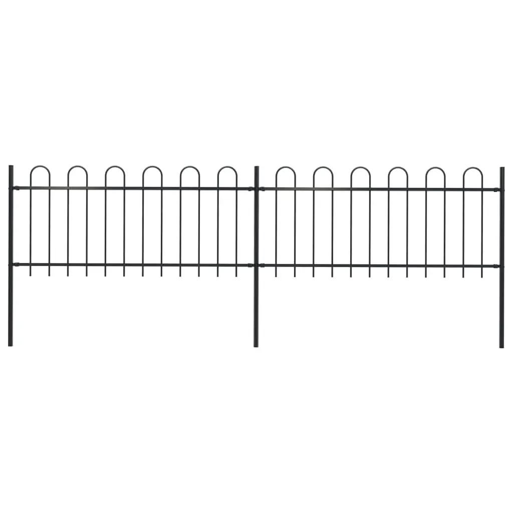 vidaXL Garden Fence with Hoop Top Steel 3.4×0.8 m Black