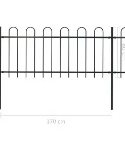 vidaXL Garden Fence with Hoop Top Steel 3.4×0.8 m Black