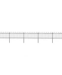 vidaXL Garden Fence with Hoop Top Steel 8.5×0.8 m Black