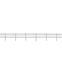 vidaXL Garden Fence with Hoop Top Steel 11.9×0.8 m Black