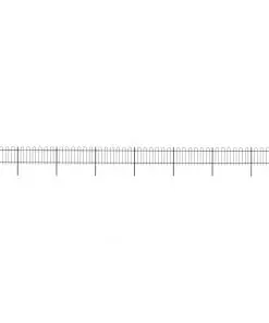 vidaXL Garden Fence with Hoop Top Steel 13.6×0.8 m Black