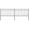 vidaXL Garden Fence with Hoop Top Steel 3.4×1 m Black