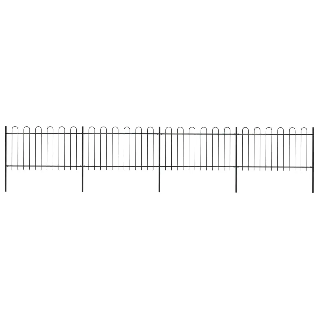 vidaXL Garden Fence with Hoop Top Steel 6.8×1 m Black