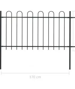 vidaXL Garden Fence with Hoop Top Steel 6.8×1 m Black