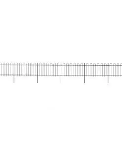 vidaXL Garden Fence with Hoop Top Steel 10.2×1 m Black